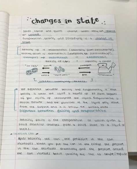 #aestheticnotes #chemistry #notes #notesforexams #school #exams #cramming #changesinstate #changes #notetaking #aesthetic Notetaking Aesthetic, Chemistry Notes, Aesthetic School, Science Notes, School Notes, Chemistry, Science