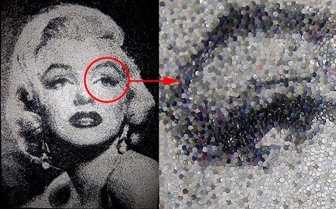 Hole Punch Art, Face Portraits, Punch Magazine, Marilyn Monroe Portrait, Marilyn Monroe Art, Magazine Collage, Black And White Photos, Pop Culture Art, Art Lessons Elementary