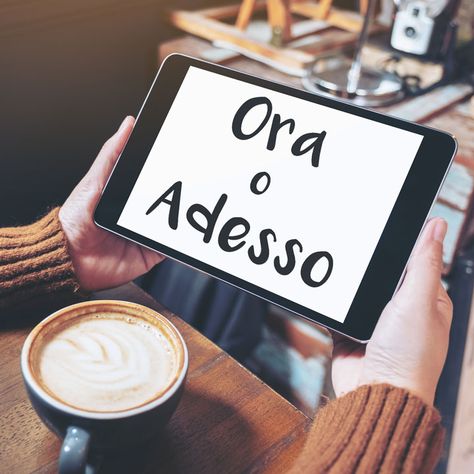 Find out the difference between the Italian words 'ora' and 'adesso' which both translate as 'now' in English. #italian #italiano #italianlanguage #italianlessons Teaching Italian, Italian Learning, Italian Grammar, Italian Vocabulary, Italian Lessons, Italian Language Learning, Learn Italian, Italian Phrases, Italian Words