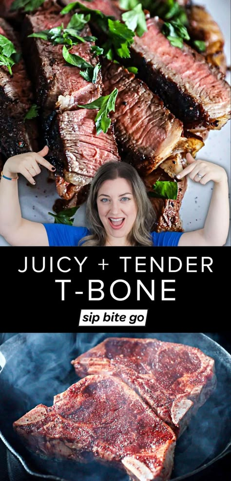 T Bone Steak IN OVEN Recipe Y Bone Steak Recipes, Pan Seared T Bone Steak Recipe, Beef Tbone Steak Recipes, Cooking A T Bone Steak, T Bone Steak On Stovetop, Bone In Steak Recipes, Tender T Bone Steak Recipe, T Bone Steak In Crockpot, Beef Loin T Bone Steak Recipe