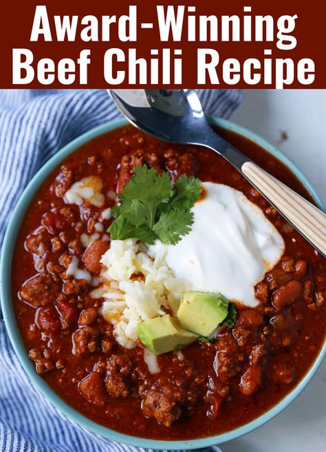 Chilli Cook Off Recipes, Award Winning Chicken Recipes, Chile Recipes Beef, Brick Chili Recipe, Competition Chili Recipe, Best Chili Recipe Award Winning, Texas Chili Recipe, Winning Chili Recipes, Award Winning Chili Recipe