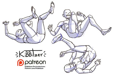 Falling reference sheet -PREVIEW- | kibbitzer on Patreon Poses Falling, Drawing Body Poses, Gesture Drawing, 캐릭터 드로잉, Poses References, Character Poses, Figure Drawing Reference, Body Drawing, Anatomy Reference