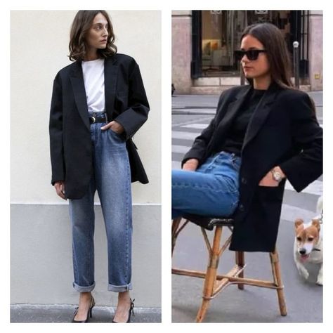 Zara Jackets & Coats | Zara Black Oversized Tuxedo Blazer Jacket Large Blogger Blazer With Tshirt, Old Money Capsule Wardrobe, Black Blazer With Jeans, Uniform Dressing, Oversized Blazer Outfit, London Outfits, Boxy Blazer, Oversized Blazers, All Black Fashion