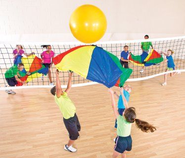 Field Day Activities, Parachute Games, Field Day Games, Building Games For Kids, Relay Games, Volleyball Set, Elementary Pe, Pe Ideas, Pe Games