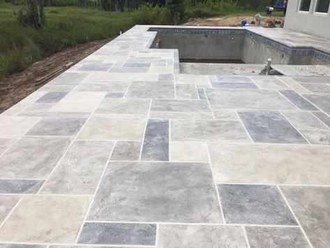 stamped-concrete-pool-deck Brick Stamped Concrete, Stamped Concrete Ideas, Stamped Concrete Pool Deck, Stamped Concrete Designs, Stamped Concrete Pool, Stamped Concrete Patio Designs, Patterned Concrete, Patio Under Decks, Stamped Concrete Patterns