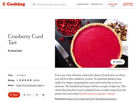 Cranberry Curd Tart Recipe - NYT Cooking Cranberry Curd Tart Nytimes, Cranberry Curd Tart New York Times, Raspberry Curd Tart, Nyt Cranberry Curd Tart, Cranberry Curd Tart Recipe, Cranberry Tart Recipe, Cranberry Curd Tart, Thanksgiving Grocery List, Curd Recipes