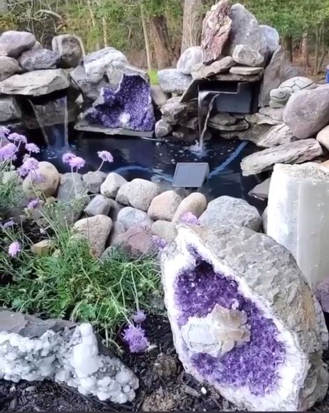 Purple Stuff, Eclectic Gifts, Stone Landscaping, Pvc Projects, Japan Garden, Neoclassical Architecture, Crystal Garden, Rock Gardens, Gemstones Crystals