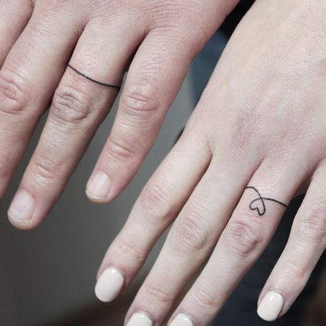 Heart Ring Tattoo On Finger, Female Ring Tattoo, Tattoo Rings Wedding For Women, Simple Ring Tattoo, Female Wedding Ring Tattoo, Wedding Finger Tattoos For Women, Tattoo Rings Wedding, Wedding Ring Tattoos For Couples, Tattoo Rings