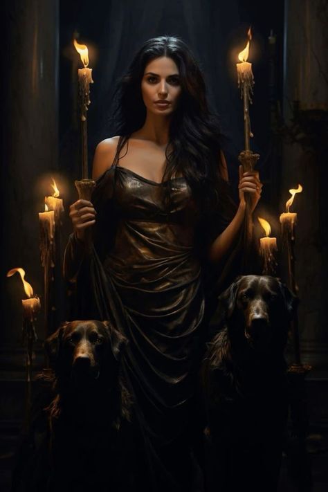 Three Faced Goddess, Lady Hecate, Hekate Goddess, Hecate Goddess, Beautiful Dark Art, Goddess Art, Dark Feminine, Gothic Art, Dark Fantasy Art