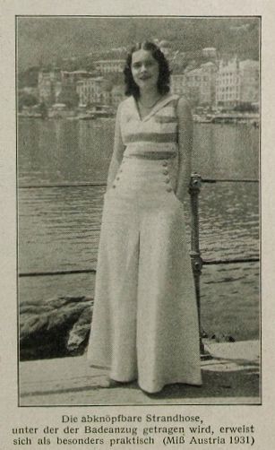 1930s Fashion: 1932 beach pajama fashion/ 30s wide leg sailor pants / photo print ad newspaper #1930s #1930sfashion #sailorpant #wideleg #vintagead 1930s Pajamas, Beach Pyjamas, Beach Pajamas, 1930s Fashion Women, 1930 Fashion, Fashion 30s, 1930's Fashion, Pajama Fashion, Sailor Pants