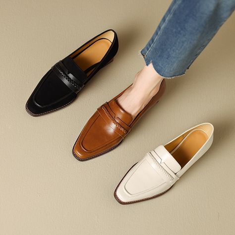 #Embellished #Loafers #Minimalism #WomenShoes #Woven Luxury Medium Width Loafers With Low Heel, Luxury Italian Tassel Loafers For Work, Shoes For Work Women, Amazon Sweaters, Amazon Fall Fashion, Sweater Cardigan Outfit, Preppy Handbook, Loafers Outfit, Block Heel Loafers