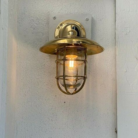 Bulkhead Wall Light, Nautical Lighting, Bulkhead Light, Wall Fixtures, Light Sconces, Antique Art Deco, Vintage Lighting, Light Shades, Vintage Brass