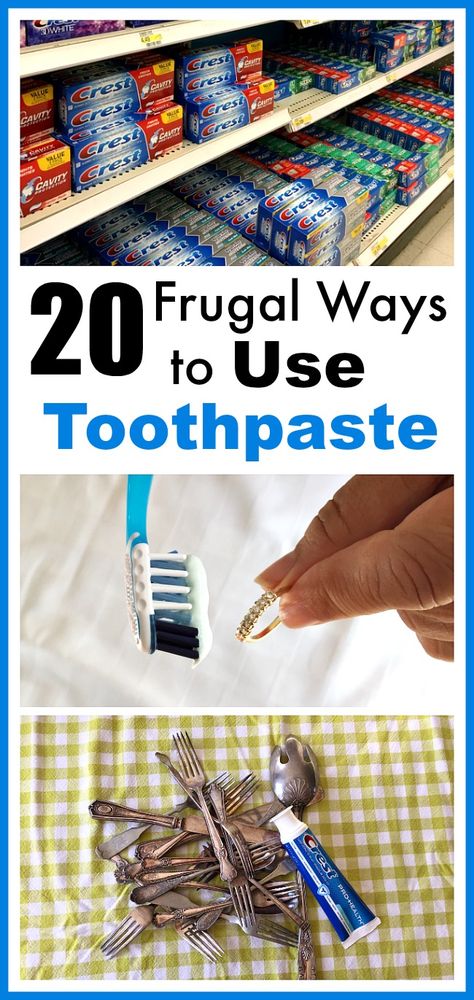 20 Frugal Ways to Use Toothpaste- Did you know that there are many frugal ways to use toothpaste? It can replace a lot of commercial items. You can use it around your home, or even for health and beauty issues! Here are the 20 best ways to use toothpaste that I've found! | toothpaste hacks, strange ways to use toothpaste, save money, clean jewelry, clean diamonds, clean silver, #cleaningTips #frugalLiving #hacks #toothpaste Toothpaste Hacks, Grocery Savings Tips, Best Toothpaste, How To Clean Gold, Clean Jewelry, Clean Gold Jewelry, Astuces Diy, Cleaning Silver Jewelry, Living On A Budget