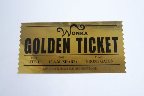 Willy Wonka - Golden Ticket Wonka Week, Wonka Chocolate Bar, Golden Ticket Template, Wonka Golden Ticket, Chocolate Factory Party, Willy Wonka Party, Wonka Chocolate, World Book Day Costumes, Charlie And The Chocolate Factory