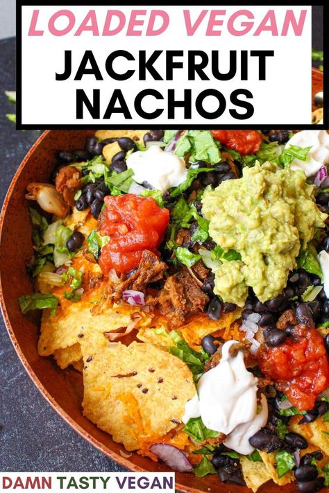 Jackfruit Nachos Vegan, Dairy Free Nachos, Jackfruit Nachos, Veg Meals, Bbq Jackfruit, Jackfruit Recipes, Homemade Bbq Sauce, Salsa Guacamole, Vegan Party Food