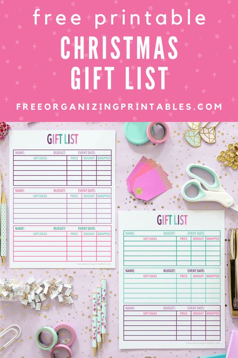 Grab our free Christmas gift list printable to organize your gift giving this holiday season! Make brainstorm a list of ideas, set a budget, track your purchases, and more! | #christmasprintables #giftlist #freeprintables #holicayprintables #birthdaylist Christmas Gift Printables, Printable Christmas Gift List, Christmas List Printable Free, Christmas Gift List Printable, Shopping List Printable Free, Christmas Gift List Printable Free, Gift Tracker Free Printable, Christmas Gift Tracker, Christmas Gift Organizer Printables Free