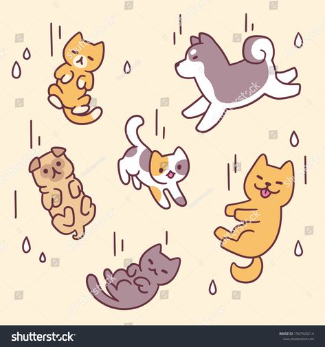 It's raining cats and dogs, funny expression illustration. Cute cartoon pets falling with rain. Adorable vector clip art drawing. #Ad , #Affiliate, #illustration#expression#cartoon#Cute Raining Cats And Dogs Illustration, Cat Falling Drawing, Dog Chasing Cat, Falling Drawing, Rain Cartoon, Expression Cartoon, It's Raining Cats And Dogs, Cat And Dog Drawing, Cartoon Pets