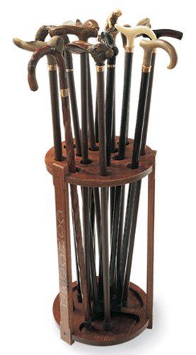 Display Stands - Cambridge Wooden Cane Rack - Walking Stick Display Stand Unique Walking Sticks, Walking Staff, Wooden Walking Canes, Hand Carved Walking Sticks, Canes And Walking Sticks, Cane Stick, Wooden Canes, Steel Shelving, English Decor