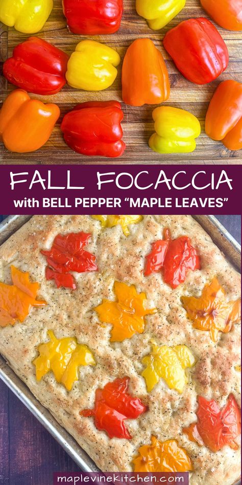 Fall is in the air and it's the perfect time to whip up a batch of our Fall Focaccia with Colorful Bell Pepper 'Maple Leaves'. 🍂 This beginner-friendly, Thanksgiving-ready recipe transforms humble focaccia bread into delicious edible art, adding an elegant touch to your dinner table. Follow us for more simple seasonal recipes with a little bit of fancy! 🍽 Turkey Focaccia Art, Foccacia Bread Recipes Art, Fall Foccia Bread, Thanksgiving Foccia Bread Art, Fall Foccacia Bread Art, Thanksgiving Focaccia Art, Foccacia Bread Thanksgiving Art, Thanksgiving Foccia Bread, Fall Foccacia