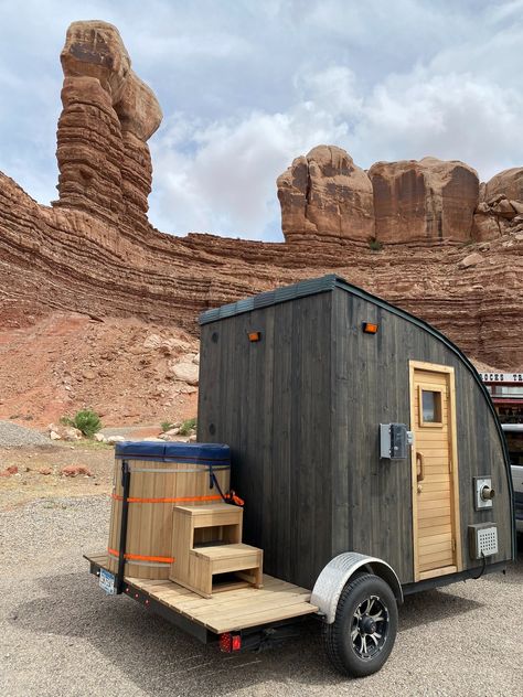 Phoenix Mobile Sauna & Cold Plunge — TIMBER ARCHED Sauna Trailer, Sauna Business, Outdoor Cold Plunge, Sauna Cold Plunge, Sauna And Cold Plunge, Ice Plunge, Sauna Ideas, Mobile Sauna, Mobile Spa