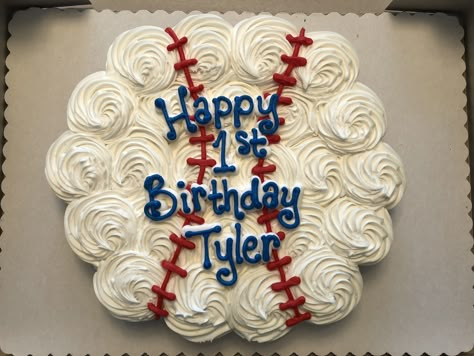 Baseball Cupcake Cakes, Baseball Birthday Cakes, Baseball Cupcakes, Baseball Theme Birthday, Pull Apart Cake, Baseball Cake, Pull Apart Cupcakes, Baseball Birthday Party, Cupcakes Cake