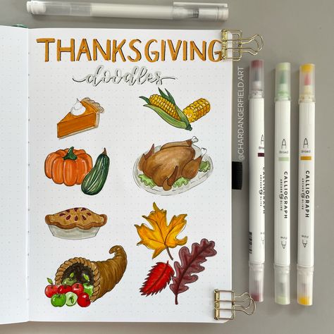 Thanksgiving Journal Ideas, Thanksgiving Bujo, Thanksgiving Bullet Journal, Thanksgiving Bullet Journal Ideas, Thanksgiving Doodles, Bullet Journal November Cover Page, Bujo Design, Thanksgiving Doodles Bullet Journal, Thanksgiving Journal