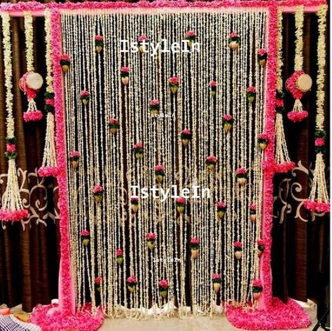 Offwhite tuberose n pink marigold artificial garland, Rajnigandha flower wedding decor, party backdr Mehendi Decoration, Pink Marigold, Wedding Flowers Greenery, Decoration Backdrop, Vintage Wedding Table, Wedding Hall Decorations, Cheap Wedding Flowers, Backdrop Decor, Mandap Decor