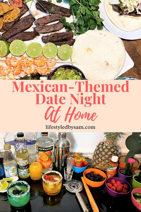 At Home Date Night Ideas: Mexican Themed Date Night {Including Activities, Drinks, Recipes & More!} Easily turn your Mexican take-out this Friday night into a Mexican themed date night with your significant other in three simple steps. This post includes details on the following Mexican-Themed Date Night Activities: Make Your Own Margaritas, Cook A Mexican Dish, Paint Your Own Ceramic Sugar Skulls. This is also a fun way to celebrate Cinco de Mayo! Mexican Date Night At Home, Taco Date Night, Themed Date Night, Homemade Margarita Recipe, Fiesta Night, At Home Date Night Ideas, Home Date Night Ideas, Easy Margarita Recipe, At Home Date Night