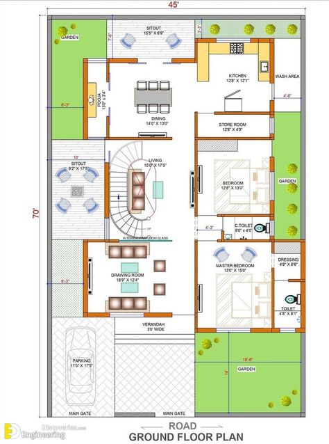 Top 24+ Luxury House Plan Ideas! - Engineering Discoveries West Facing Plan, Rectangle House Plans, Autocad Plan, Rectangle House, 20x30 House Plans, West Facing House, House Plans With Pictures, Indian House Plans, 3d House Plans