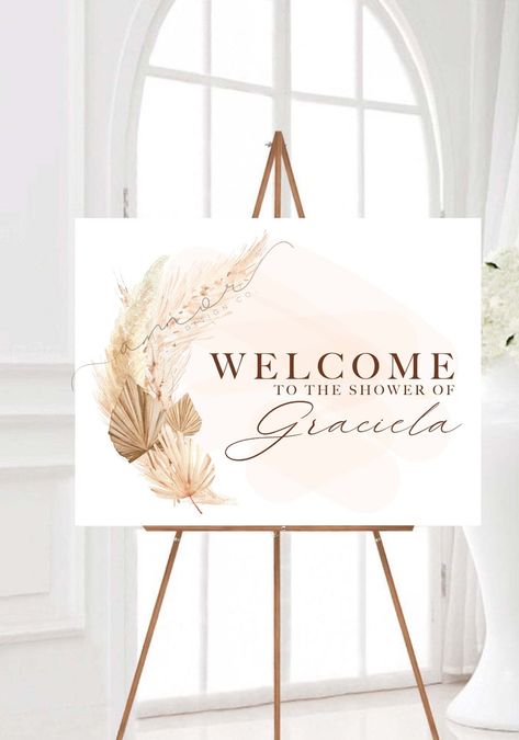 Pampas Baby Shower Welcome Sign Boho Welcome Sign Bohemian | Etsy Baby Shower Welcome Board, Boho Welcome Sign, Birthday Deco, Baby Birthday Invitations, Baby Shower Labels, Bohemian Rainbow, Disney Baby Shower, Dried Florals, Boho Bridal Shower