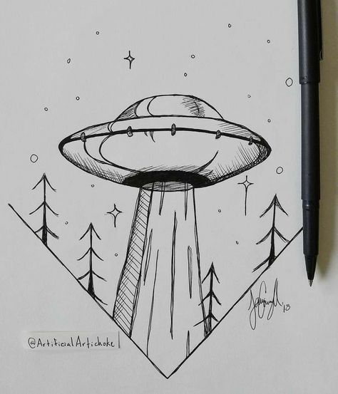 Alien Drawings, Space Drawings, Sketches Pencil, Cat Tattoos, Cutest Animals, Flying Saucer, Pencil Art Drawings, Drawing Tutorials, Cool Art Drawings