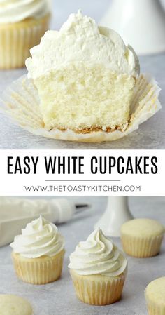 Easy White Cupcakes, White Cupcake Recipes, Resepi Biskut, Resipi Kek, Vanilla Cupcake Recipe, White Cupcakes, Easy Cheesecake Recipes, Cake Mix Cookies, Köstliche Desserts