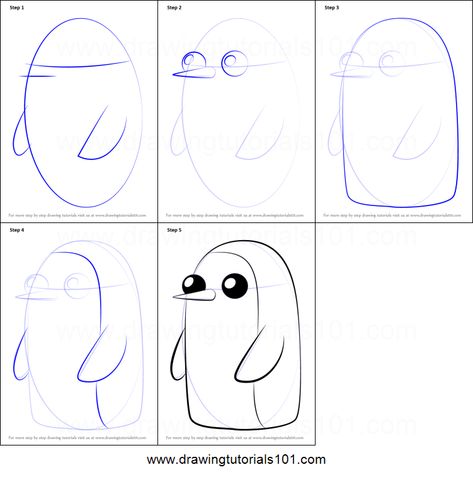 How to Draw Gunter from Adventure Time Printable Drawing Sheet by DrawingTutorials101.com How To Draw Adventure Time Characters, How To Draw Adventure Time, Adventure Time Base, Gunter Adventure Time, Whiteboard Doodles, Adventure Time Drawings, Adventure Time Style, Doodle Art For Beginners, Easy Art For Kids