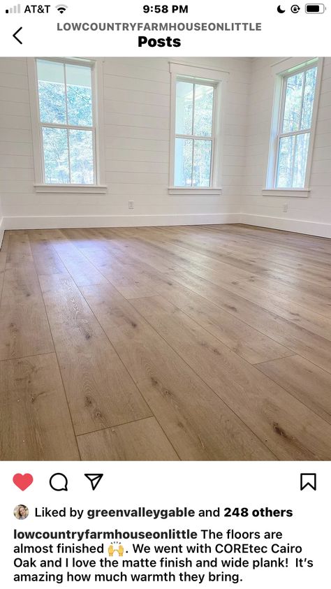 Modern Farmhouse New Build Interior, Light Brown Kitchen Floors, Hardwood Floor Remodel, Flooring For White Cabinets, Flooring And Cabinets, Home Depot Wood Flooring, Mohawk Luxury Vinyl Plank Flooring, New Home Flooring Ideas, Florida Flooring Ideas