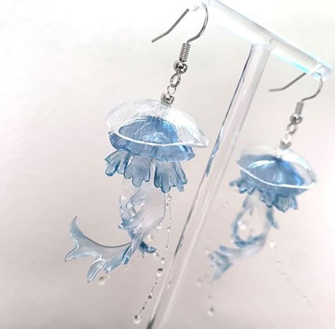 Grey Jellyfish, Jellyfish Earrings, Blue Jellyfish, Jelly Fish, Magical Jewelry, Funky Jewelry, Fantasy Jewelry, 가을 패션, Dream Jewelry