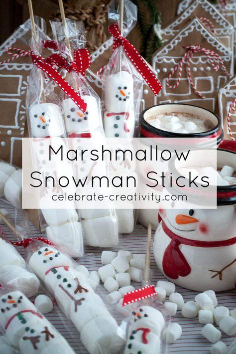 Marshmallow Snowman Sticks Marshmellow Snowman, Christmas Stall Ideas, Christmas Fayre Ideas, Diy Christmas Gifts Food, Marshmallow Snowmen, Lucky Ducks, Stall Decorations, Snowman Treats, Marshmallow Crafts