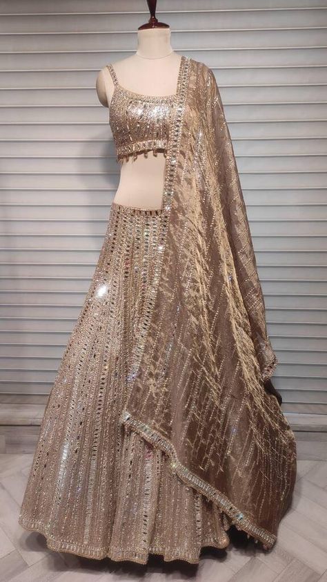 Buy Gold Net Embroidered Mirror Round Bridal Lehenga Set For Women by Seema Gujral Online at Aza Fashions. Seema Gujral, Lehenga Pattern, Lehenga Designs Simple, Mirror Round, Net Lehenga, Lehenga Designs, Buy Gold, Bridal Lehenga, Set For Women