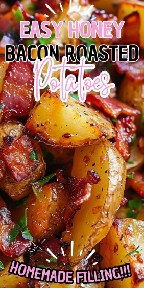 Honey Bacon Roasted Potatoes Bacon Honey Roasted Potatoes, Honey Bacon Roasted Potatoes, Honey Roasted Sweet Potatoes, Honey Bacon, Crispy Roasted Potatoes, Roasted Potato, Roasted Red Potatoes, Oven Roasted Potatoes, Seasoned Potatoes