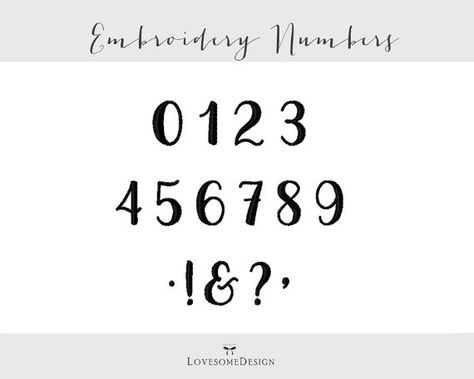 Orchid Script Numbers, Modern Calligraphy Numbers, 1 inch, Brush Script Font, Embroidery Design, Machine Emroidery Design, Wedding Font, Fancy Script Numbers, elegant font for weddings and other occasions. This set includes 10 numbers and some punctuation marks for machine Numbers In Calligraphy, Calligraphy Numbers, Numbers Calligraphy, Typography Numbers, Ideas Cartas, Number Font, Numbers Typography, Fonts Handwriting Alphabet, Font Lettering