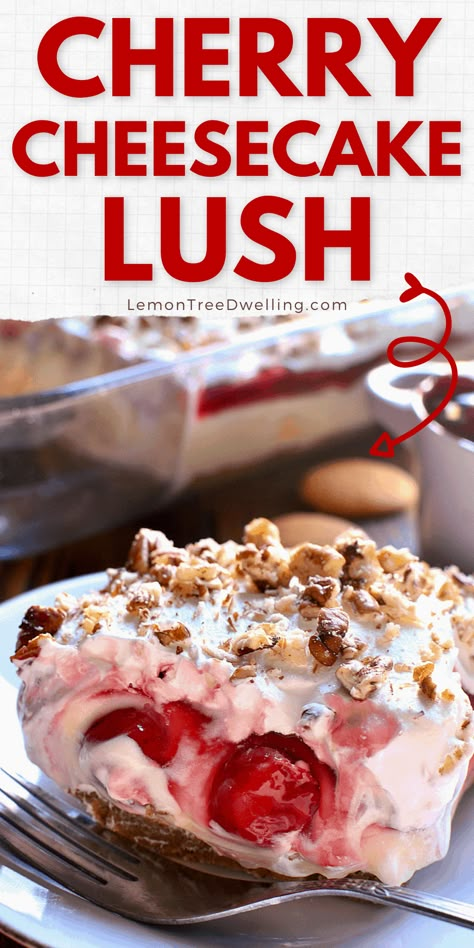 Cherry Cheesecake Lush, Cheesecake Lush, Lush Recipes, Dessert Oreo, Cheesecake Pudding, Cherry Desserts, Layered Desserts, Cherry Cheesecake, Cherry Recipes