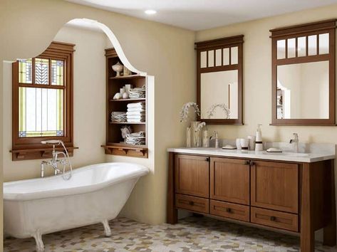 Craftsman Bathroom Ideas, Craftsman Style Homes Interior Decor, Mission Style Bathroom, Craftsman Style Bathroom, Craftsman Style Bathrooms, Beach Style Bathroom, Craftsman Bathroom, Vanity Cabinets, Craftsman Interior