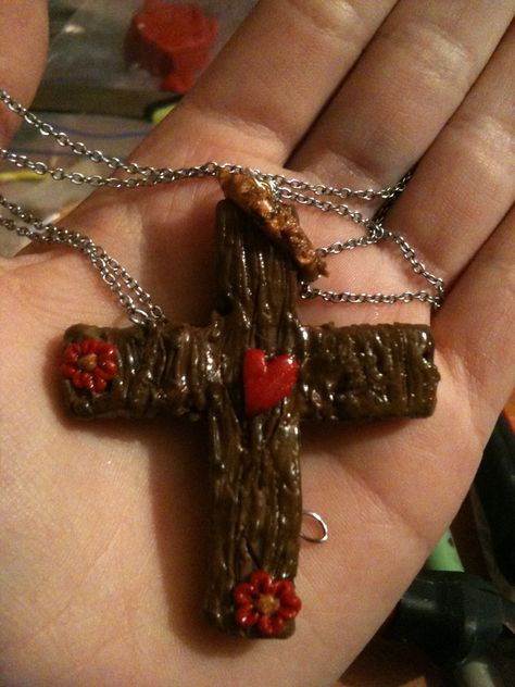 This is THE Cross lizzy made- out of polymer clay as well!!! I love this epic piece sooooo much!! Polymer Clay Cross, Baking Polymer Clay, Clay Cross, Diy Polymer Clay, Daily Living, Business Idea, The Cross, Cross Necklace, Love This