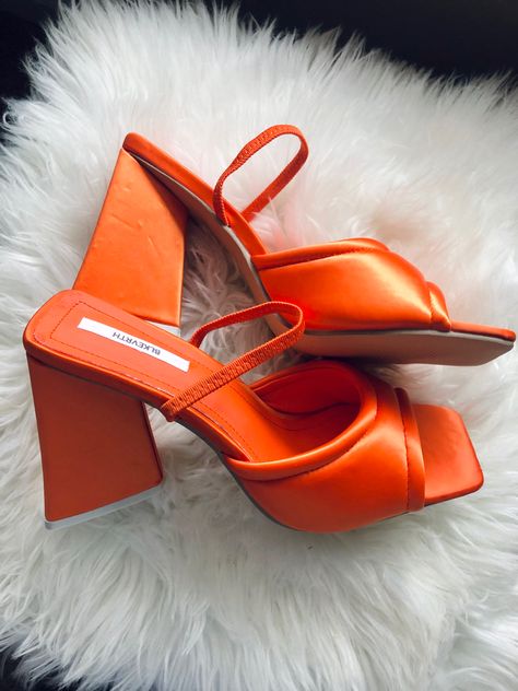 Cm Aesthetic, Orange Moodboard, Senior Hoco, Shoes Orange, Heels Aesthetic, Orange Heels, Open Toe Heels, Heels Platform, Colors Orange