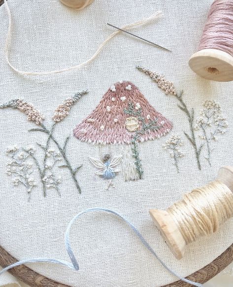 Fairy Embroidery, Embroidered Fairy, Whimsical Embroidery, Redwork Embroidery, Hand Embroidery Projects, Creative Embroidery, Cute Embroidery, Animal Embroidery, Hand Embroidery Design Patterns