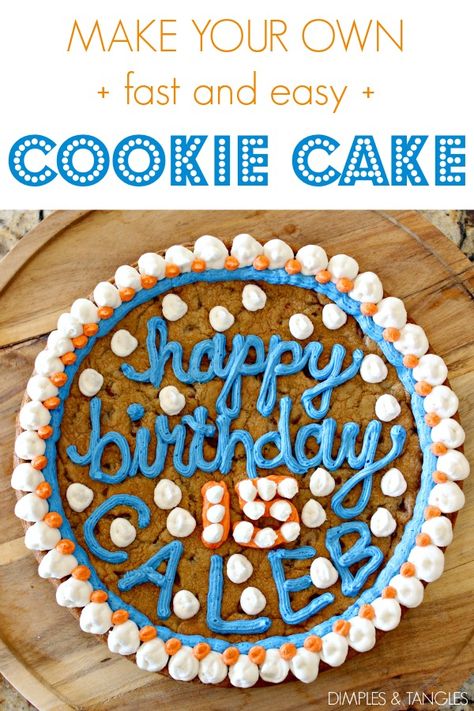 Dimples and Tangles: EASIEST COOKIE BIRTHDAY CAKE EVER Cookie Cake Recipe Easy, Cookie Birthday Cake, Chocolate Chip Pizza, Birthday Cake Cookies, Cookie Birthday, Dimples And Tangles, Cookie Cake Designs, Chocolate Chip Cookie Cake, Cookie Cake Birthday