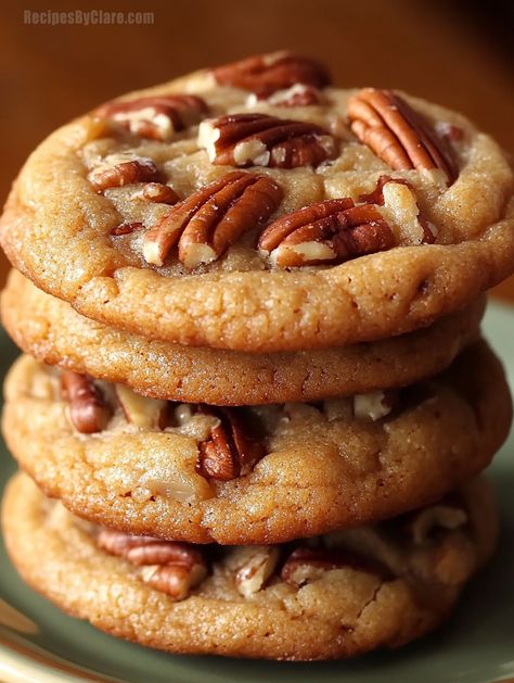 Pecan Pie Cookies Recipe – Soft & Chewy Sweet Treat - Recipes By Clare Healthy Pecan Cookies, Pecan Pie Bliss Cookies, Book Snacks Ideas, Pecan Thumbprint Cookies Recipe, Pioneer Woman Pecan Pie Cookies, Vegan Pecan Pie Cookies, Peacon Pie Cookies Recipe, Oatmeal Coconut Pecan Cookies, Pecan Tassies Recipe Easy