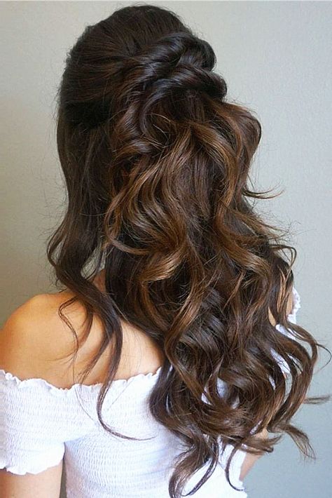 Adore this bridal hairstyle half up half down. Follow me for more ideas, and share what you think down below. Loose Curls Half Up Half Down, Romantic Braid, Vintage Waves, Boho Twists, Bridal Hair Inspiration, Style Lookbook, Bridal Hairstyle, Elegant Updo, Loose Curls