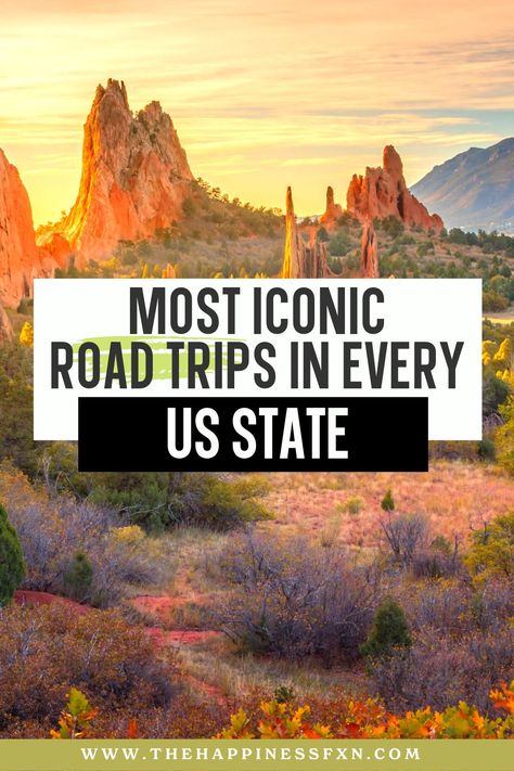 Most Iconic Road Trips in Every US State Best Us Road Trips, Us Road Trip Routes, Road Trip Toys, Road Trip Ideas, Best Road Trips, Best Places To Vacation, Retirement Travel, Route 66 Road Trip, Road Trip Packing List