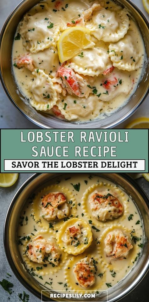 Join me in savoring the luxurious taste of lobster ravioli in a creamy sauce that's perfect for any occasion. The combination of tender lobsters and rich flavors will transport your taste buds to a coastal paradise. Ready to impress your guests? Let’s dive into this delightful recipe! Lobster Sauce Recipe Creamy, Lobster Chunks Recipes, Pasta Sauce For Lobster Ravioli, Lobster Sauce Recipe, Sauce For Lobster Ravioli, Lobster Ravioli Recipe, Lobster Ravioli Sauce Recipe, Ravioli Sauce Recipe, Lobster Ravioli Sauce