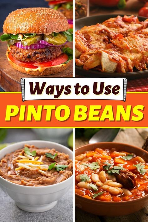 Incorporating beans into taco night is a no-brainer, but there are many easy ways to use pinto beans, including burgers, stews, and even cornbread salad. Leftover Brown Bean Recipes, Recipes With Pinto Beans Main Dishes, What To Make With Pinto Beans, Pinto Bean Meal Ideas, Pinto Bean Recipes Canned, Recipes Using Pinto Beans, Dry Pinto Beans Recipe, Leftover Pinto Bean Recipes, Canned Pinto Beans Doctored Up